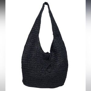 Walter Baker Issey Raffia Hobo bag in black  Shell- 100% leather